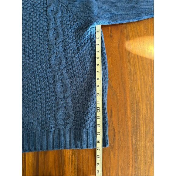 Love & Harmony Womens Blue Red Hearts Acrylic Cable Knit Fisherman Sweater Large - Picture 2 of 9